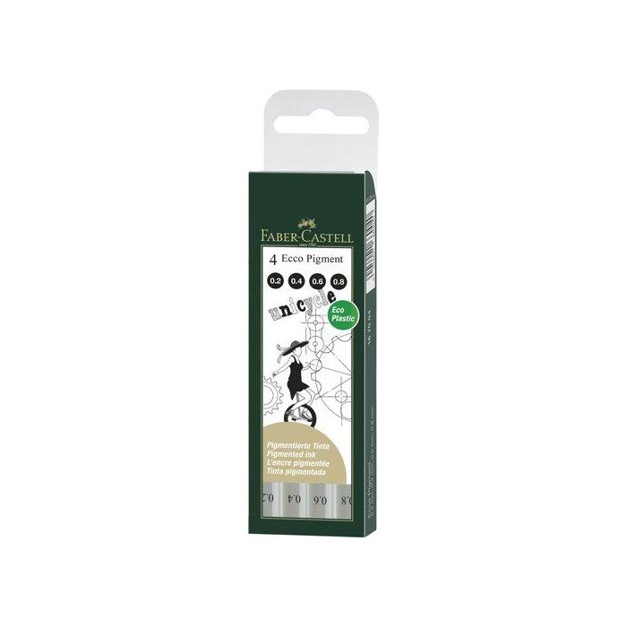 Rotulador Calibrado Faber-Castell Ecco Pigment Bolsa De 4 (0,2 - 0,4 - 0,6 - 0,8 Mm) 5 unidades