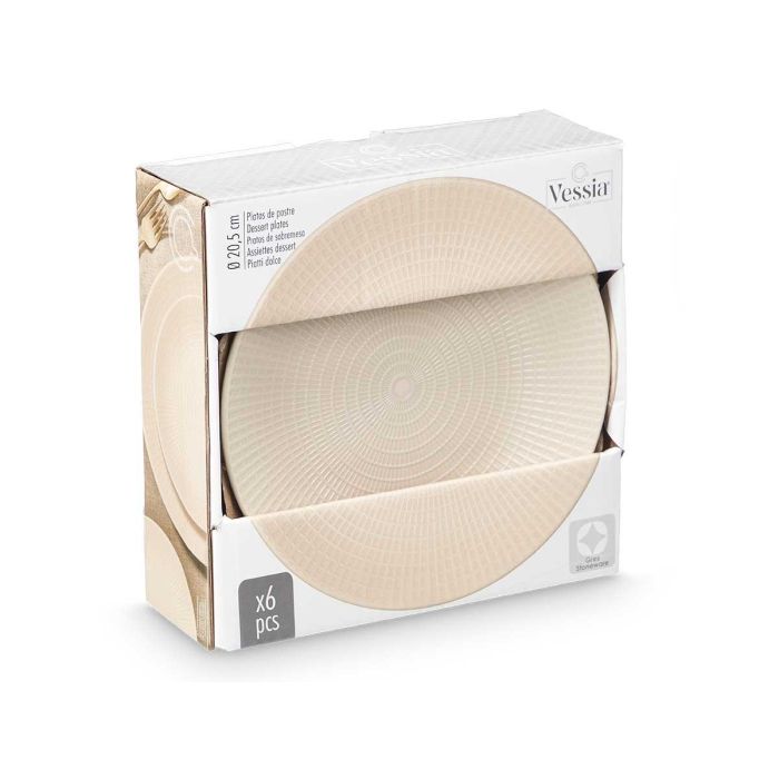 Plato Postre 20,5 Cm Grabado Beige Vessia (24 Unidades) 1 Plato Postre 20,5 Cm Grabado Beige Vessia (24 Unidades) 1
