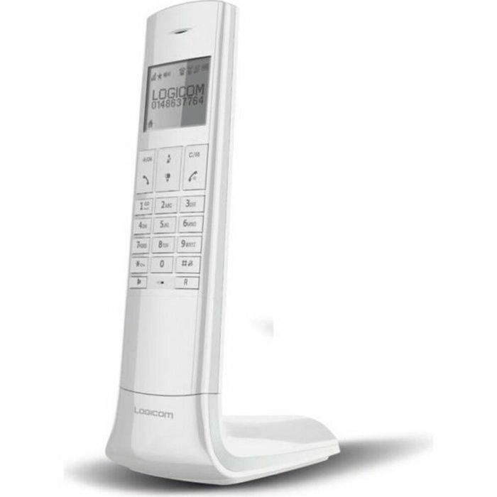 Logicom Luxia 150 Solo Contestador telefónico inalámbrico Pantalla Retroiluminada, Manos Libres, Alcance 300m, Agenda 50 Números, Blanco Gris