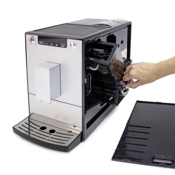 Melitta E950-103 Caffeo Solo Máquina de espresso automática, molinillo integrado, 15 bar, depósito 1.2L agua y 120g granos, Plata 7