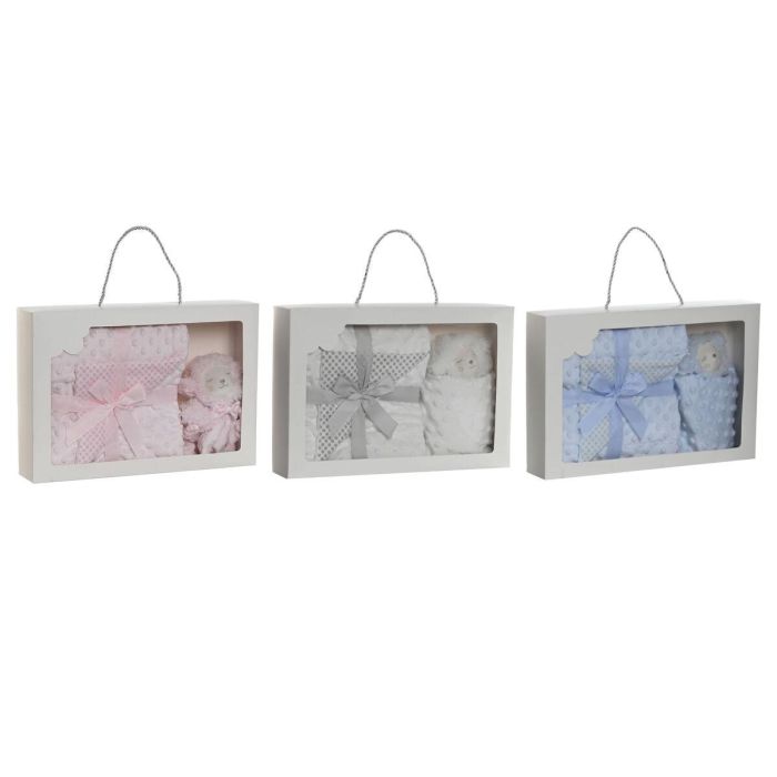 Peluche Manta Baby DKD Home Decor Azul Rosa 100 x 10 x 75 cm Set de 2 (3 Unidades) 3