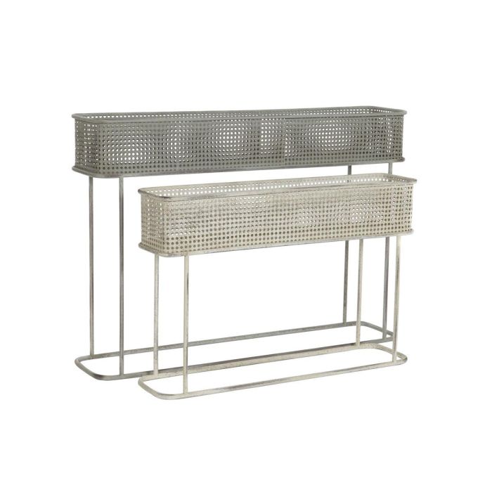 Macetero Vintage DKD Home Decor Gris Blanco 22 x 70 x 100 cm Set de 2 1 Macetero Vintage DKD Home Decor Gris Blanco 22 x 70 x 100 cm Set de 2 1