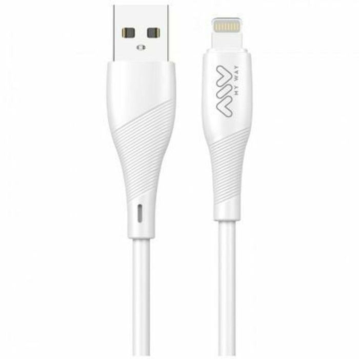Myway Cable USB-Lightning MWUSC0021 Carga 2.4A Sincronización Datos 1 Metro Blanco hasta 12W 480Mbps 0 Myway Cable USB-Lightning MWUSC0021 Carga 2.4A Sincronización Datos 1 Metro Blanco hasta 12W 480Mbps 0