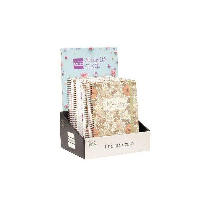 Agenda Anual (2026) Catalan Finocam Cloe Espiral Tapa Extra Con Goma E10 155X212 Assortiment Expositor De 6