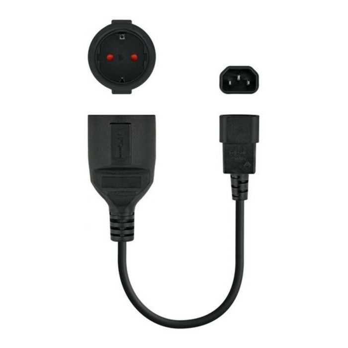 Nanocable 10.22.0901 Cable Adaptador de Alimentación para SAI - C14 Macho a CEE7 Hembra (Schuko) - 25 cm, Negro