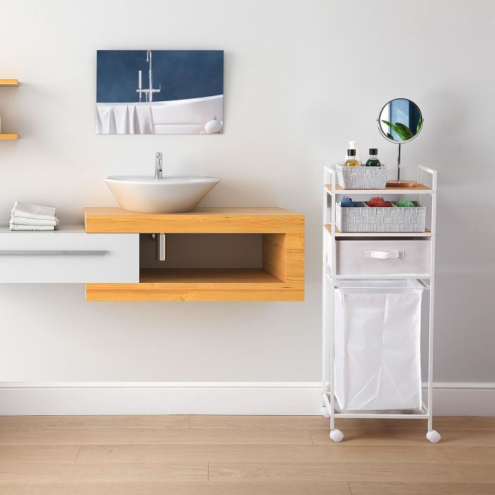 Carro C/ Cesta Y Balda White Versa 32X105CM 1 Carro C/ Cesta Y Balda White Versa 32X105CM 1