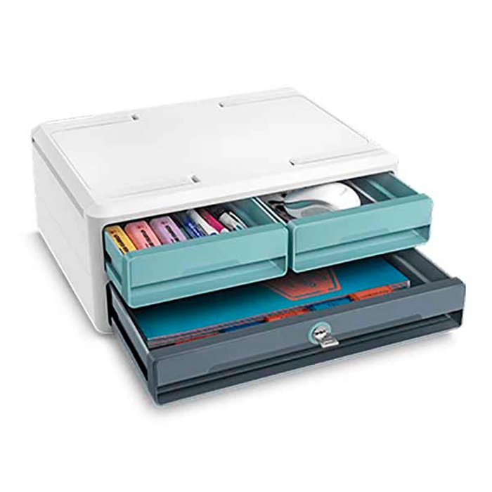 Cep Fichero Cajones Sobremesa Moov Up Reciclado 80% con Cerradura 3 Cajones Azul/Gris 275x369x146 mm 3