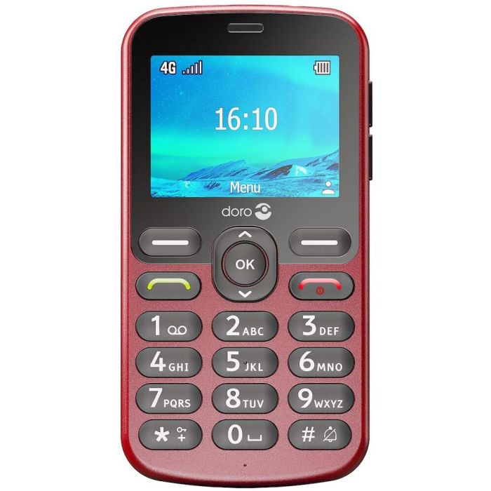 Doro 1880 Teléfono Básico Rojo 4G Libre, Pantalla 2.4", Cámara, Bluetooth 5.0, Linterna, Radio FM, USB-C 2