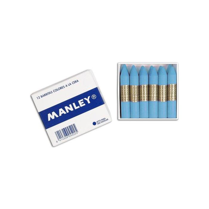 Manley 43 Estuche de 12 Ceras de 60 mm Azul Cyan