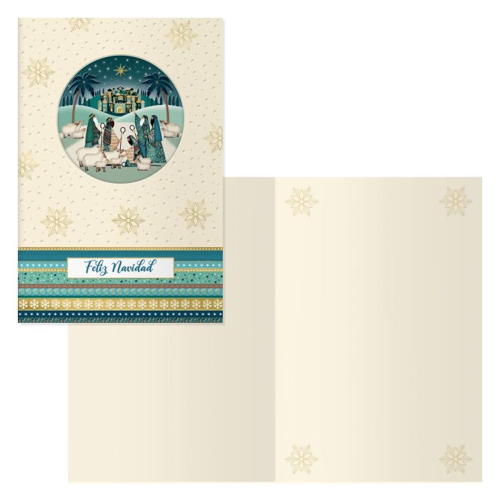 Dohe Tarjeta de Felicitación Navideña Modelo Belén - 11,5 x 17 cm - Pack 6 Unidades con Sobres - Ref. 70047 1