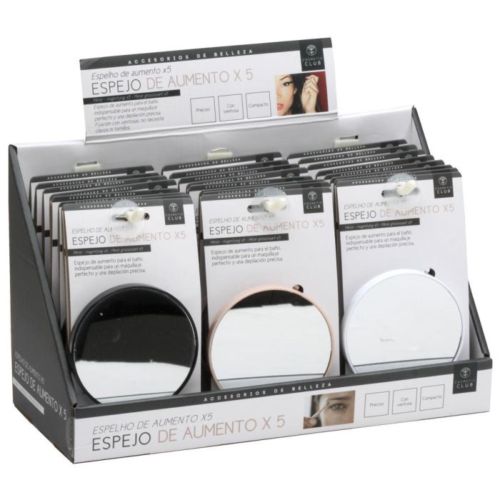 Cosmetic Club Espejo de Aumentos 5x Diámetro 9,2 cm Cosmética con Ventosas Colores Surtidos 3