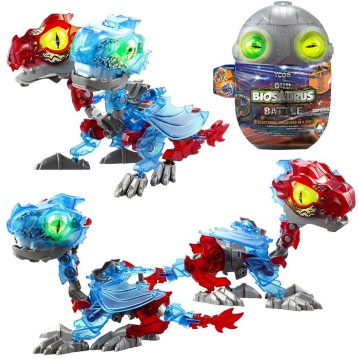 Bizak Biosaurus Battle Pack Doble - 2 Criaturas Electrónicas con Luces y Sonidos, Cambio de Color, 10-12 Piezas