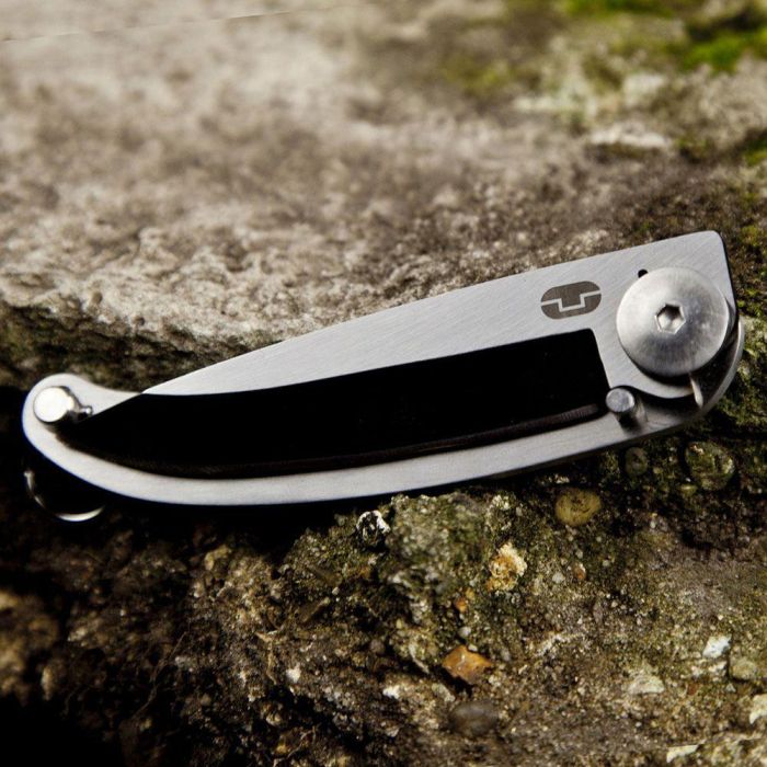 True Navaja Llavero Minimalista Acero Inoxidable 420 Ligera con Pasador de Bloqueo 7