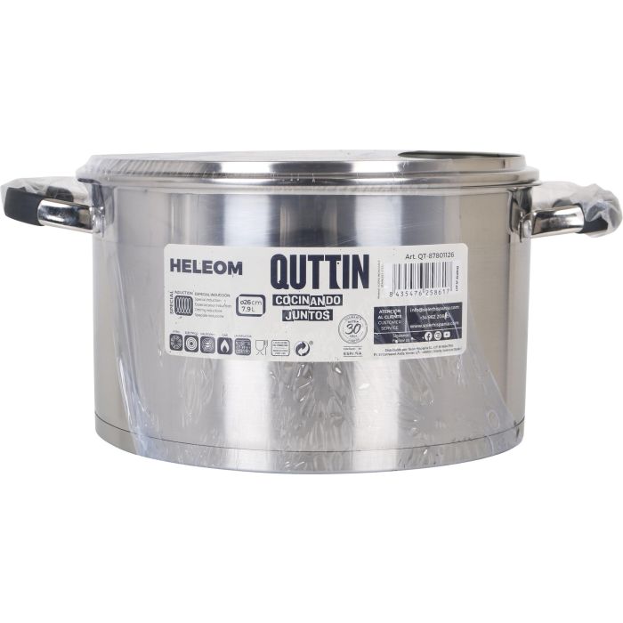 Quttin Olla de Acero Inoxidable 26 cm 7.9 Litros con Tapa (2 Unidades) 1