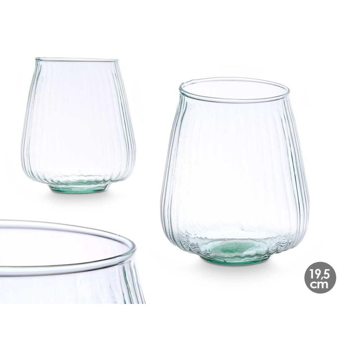 Jarron Vidrio Reciclado Rayado 19,5 Cm Giftdecor (4 Unidades) Jarron Vidrio Reciclado Rayado 19,5 Cm Giftdecor (4 Unidades)