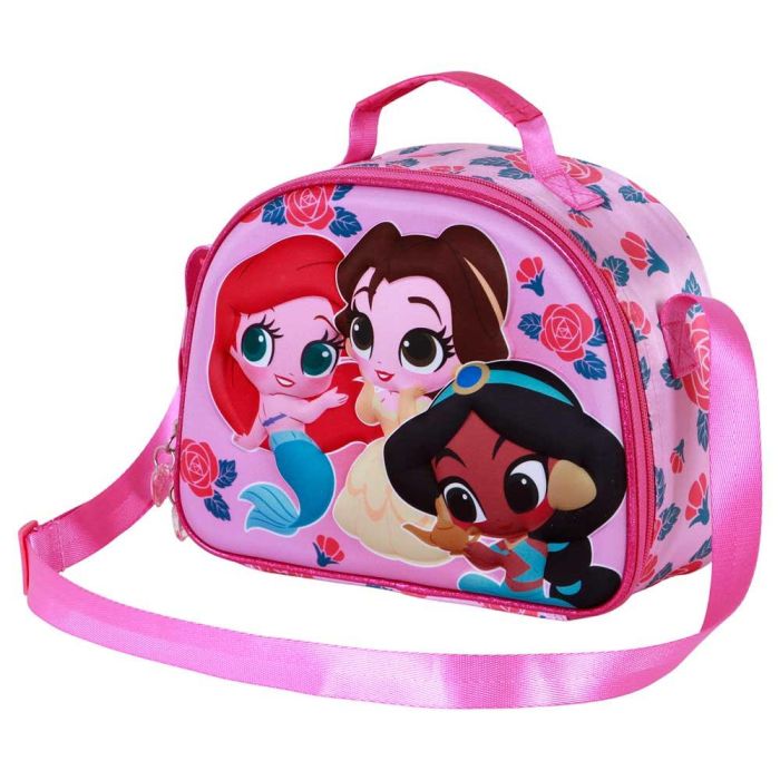 Bolsa Portamerienda 3D Flowers Disney Princesas Rosa