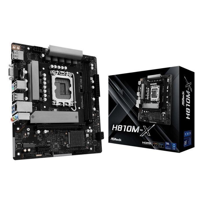 ASRock H810M-X, Placa Base para PC, Socket LGA 1851, Compatible con Intel Core Ultra Series 2, DDR5-SDRAM, Micro ATX
