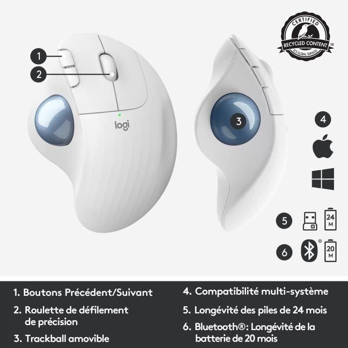 Mouse Raton Logitech Ergo M575 Bluetooth 5