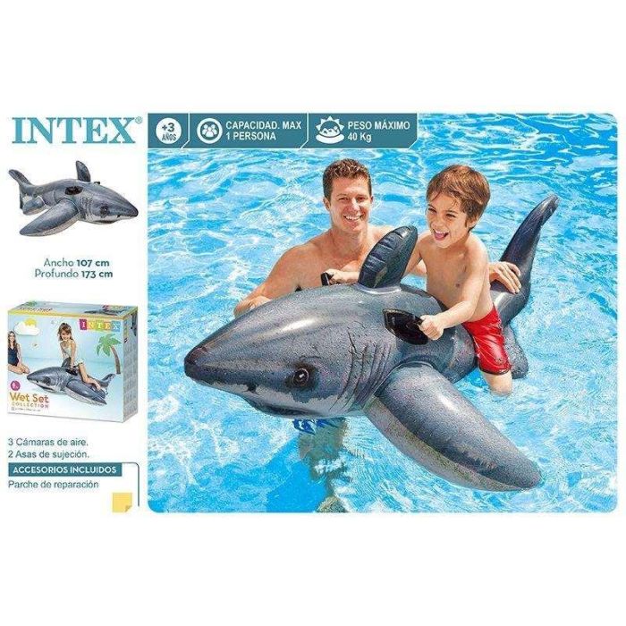 Figura hinchable tiburon blanco 173x107 cm (+ 3 años) 2 Figura hinchable tiburon blanco 173x107 cm (+ 3 años) 2