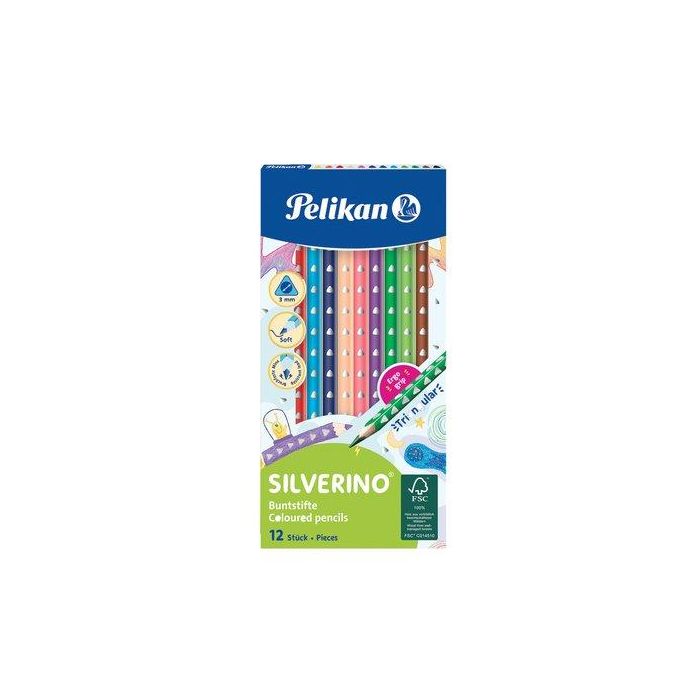 Lapices De Colores Pelikan Silverino Jumbo Triangular Estuche De 12 (700634)