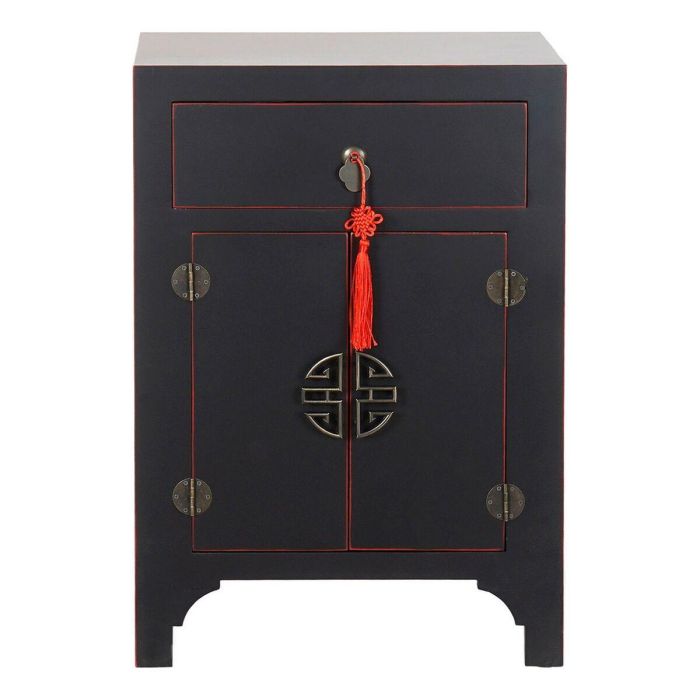 Mesita de Noche DKD Home Decor Abeto Rojo Negro Madera MDF 45 x 34 x 66 cm 1