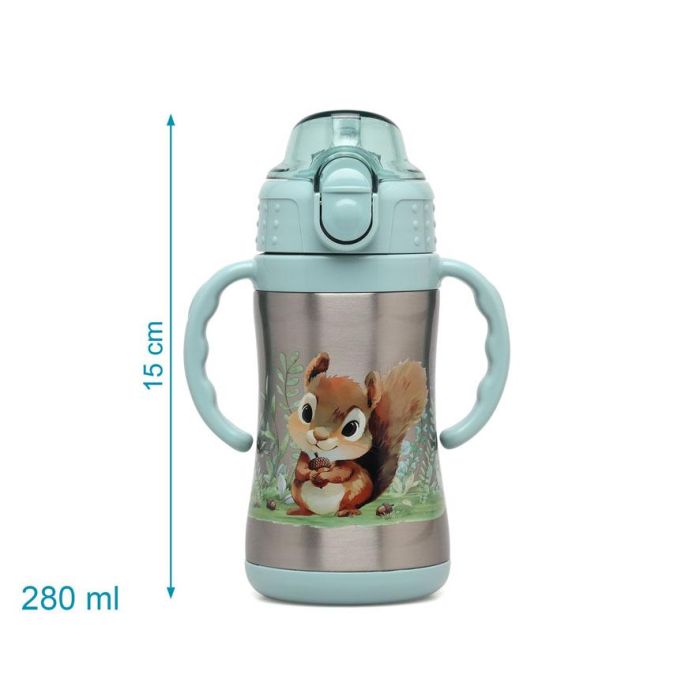 KioKids Botella de Acero Inoxidable con Asas Salvia 280 mL +6 Meses 3