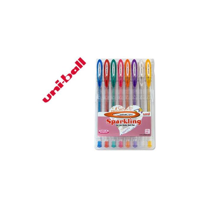 Boligrafo Uni Ball Um-120 Signo 0,7 mm Tinta Gel Estuche De 8 Colores Con Purpurina