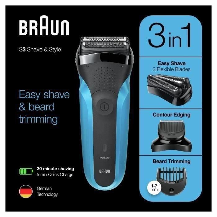 Afeitadora eléctrica Braun Series 3 310BT para hombre: 3 cuchillas flexibles que se adaptan a los contornos de su cara 3 Afeitadora eléctrica Braun Series 3 310BT para hombre: 3 cuchillas flexibles que se adaptan a los contornos de su cara 3