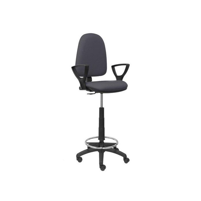 Taburete Piqueras Y Crespo Ayna Brazos Fijos Ergonomico Mecanismo De Contacto Permanente Regulable En Altura Y Aro Reposapies Asiento Y Respaldo Tapizados Bali Gris Oscuro