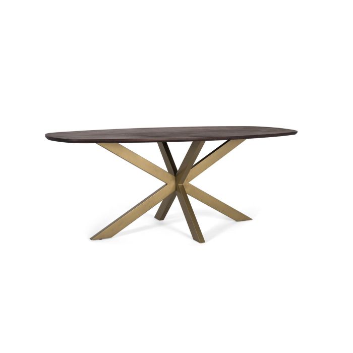 GINER Y COLOMER Mesa de Comedor Ovalada en Madera de Acacia y Patas de Metal 200 cm 1