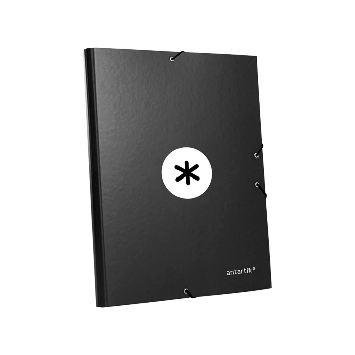 Antartik Carpeta Tres Solapas Cartón Forrado Negro DIN A4 2