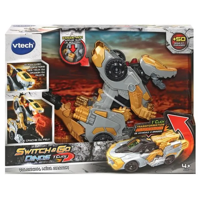 Vtech Switch & Go Dinos 1'click Vulcanion Mega Dragón Transformable Idioma Francés 1