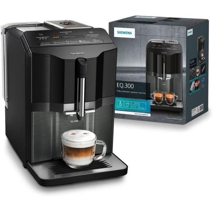 SIEMENS EQ.300 Cafetera espresso automática TI355209RW - Acero inoxidable oscuro y negro brillante - 1300 W - 15 bares - 5 bebidas 4 SIEMENS EQ.300 Cafetera espresso automática TI355209RW - Acero inoxidable oscuro y negro brillante - 1300 W - 15 bares - 5 bebidas 4