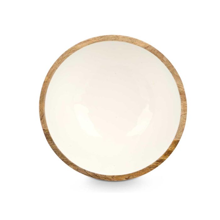 Bol 24 Cm Madera Mango Blanco Giftdecor (6 Unidades) 2 Bol 24 Cm Madera Mango Blanco Giftdecor (6 Unidades) 2