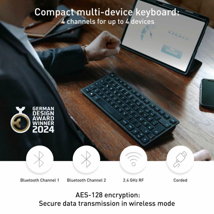 Cherry KW 9200 MINI Teclado compacto 2,4 GHz Bluetooth 5.0 y con cable Recargable Negro CHE1691720940367 12 Cherry KW 9200 MINI Teclado compacto 2,4 GHz Bluetooth 5.0 y con cable Recargable Negro CHE1691720940367 12