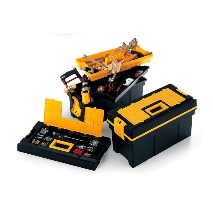 Terry Caja de Herramientas Profesional 57,5x27,5x29cm, Negro/Amarillo, con Organizador y Bandeja Extraíble 1 Terry Caja de Herramientas Profesional 57,5x27,5x29cm, Negro/Amarillo, con Organizador y Bandeja Extraíble 1
