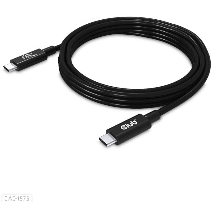 Club 3D CAC-1575 Cable USB 4 Tipo C a USB C, 240W PD, 20Gbps, 4K, 2m Macho a Macho Negro 4