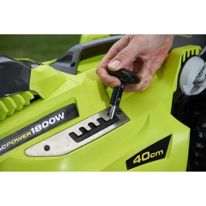 Ryobi RLM18E40H Cortacésped Eléctrico de 1800W con Corte de 40cm, Función Mulching y Indicador de Carga, Diseño Compacto y Ligero 1