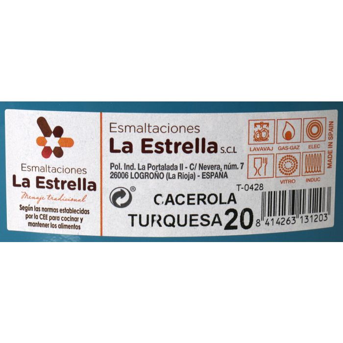 Cacerola Esmaltada con Tapa 20 cm Turquesa - La Estrella (6 Unidades) 1 Cacerola Esmaltada con Tapa 20 cm Turquesa - La Estrella (6 Unidades) 1