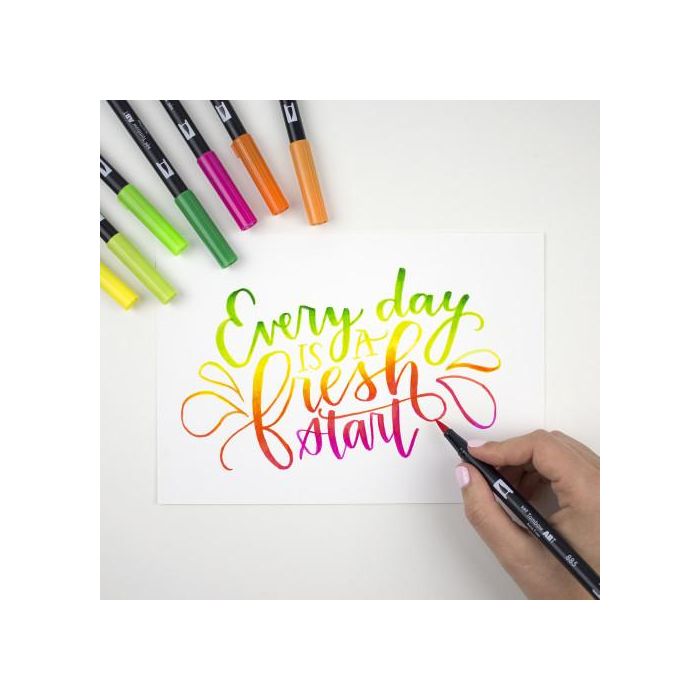 Tombow ABT-277 Rotulador Doble Punta Pincel Dual Brush, Punta Fina y de Pincel, Color Dark Green, Tinta Base Agua 1