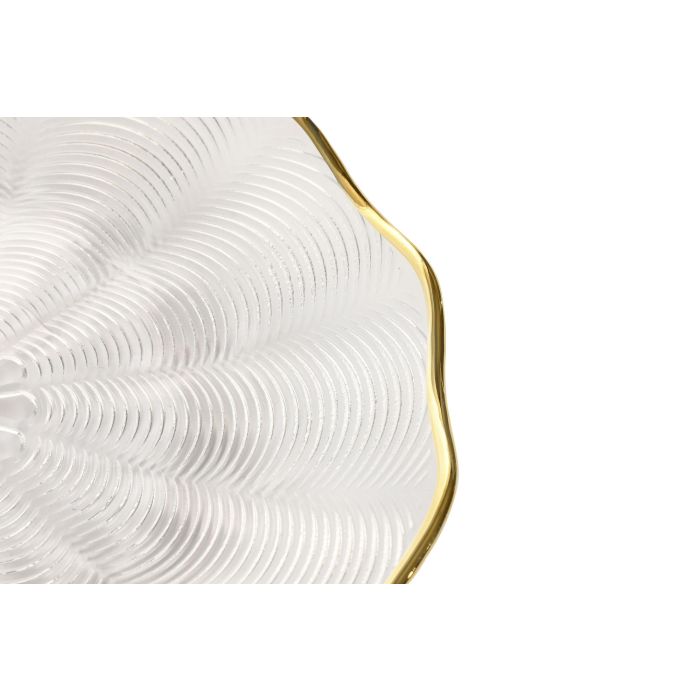 Plato Glam DKD Home Decor Transparente Dorado 22 x 2 x 22 cm (6 Unidades) 2