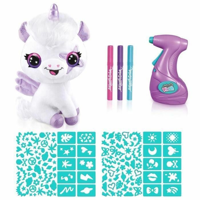 Peluche Unicornio con Aerógrafo que Brilla en la Oscuridad para Personalizar - Peluche Spray Art con Rotuladores y Plantillas - OFG 274 - Canal Toys 3