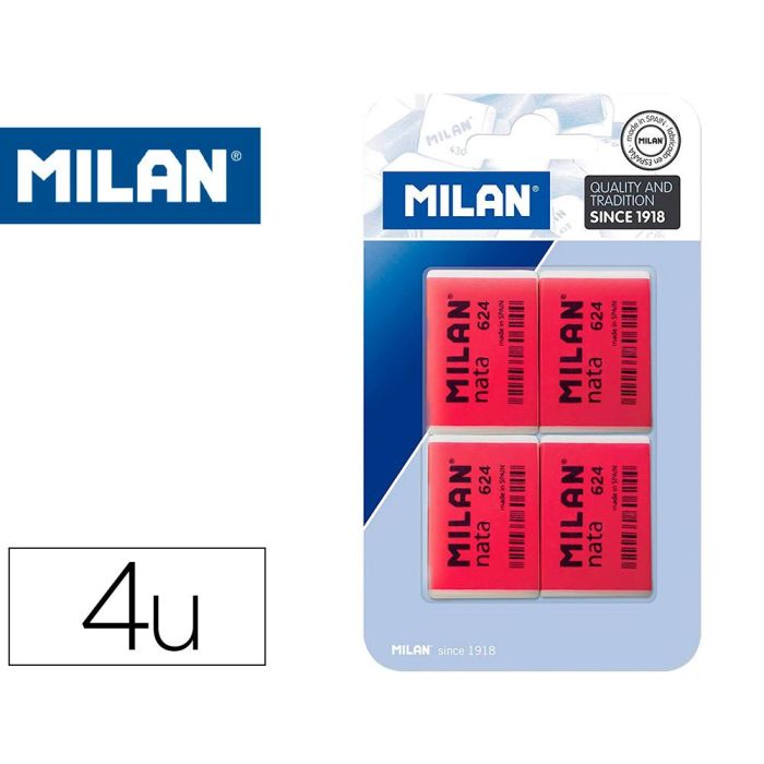 Goma De Borrar Milan Nata 624 Blister De 4 Unidades