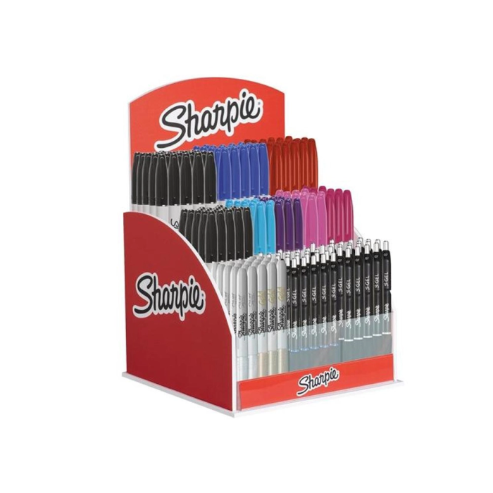 Sharpie Expositor de Sobremesa con 120 Rotuladores Permanentes y 24 Bolígrafos Gel Colores Surtidos 1