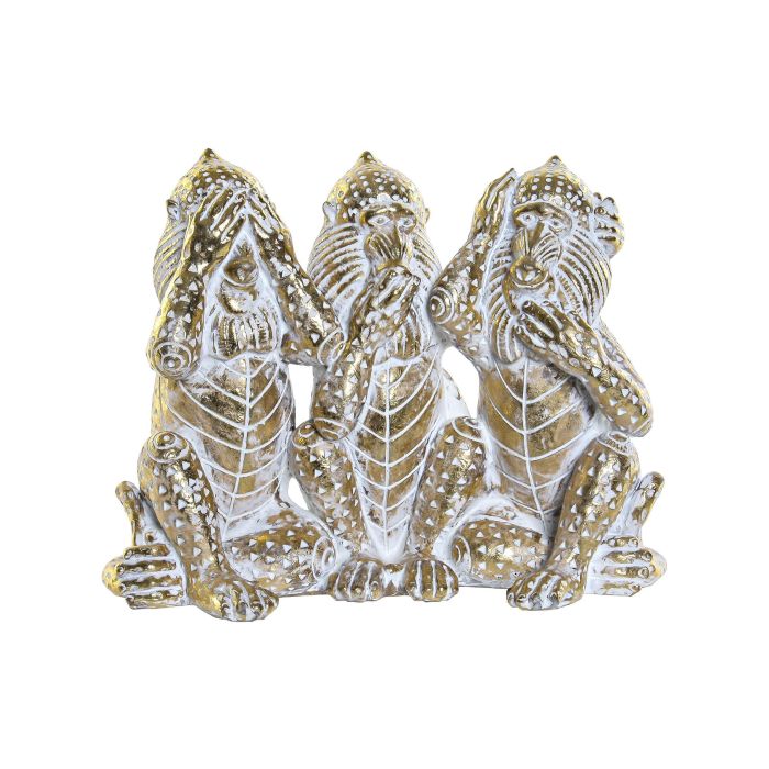 DKD Home Decor Figura Decorativa Tropical Monos de Resina Dorada 16,2x21x11 cm