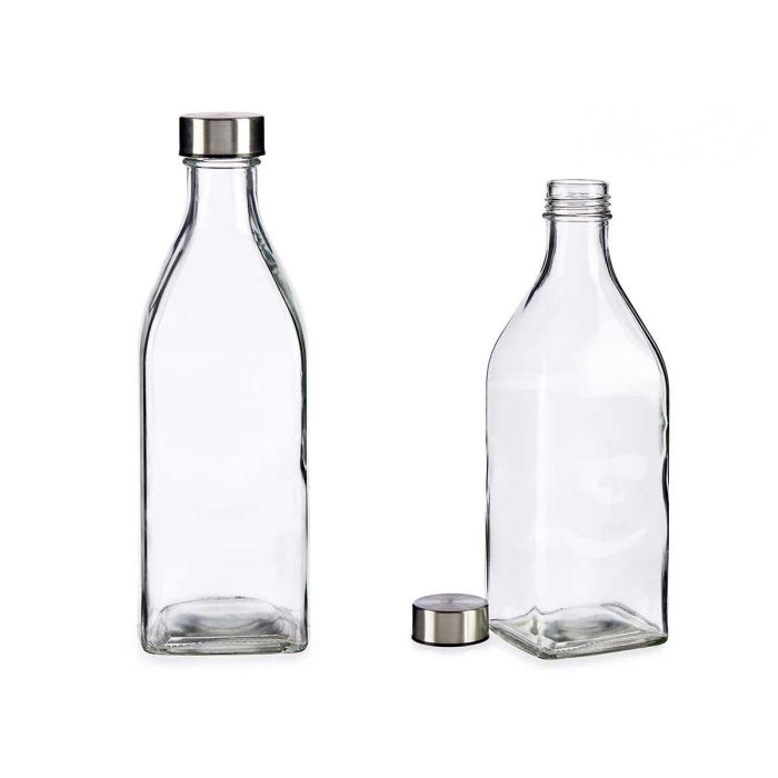 Vivalto Botella de Cristal Cuadrada de 1 Litro con Tapón de Acero, Color Transparente y Plata, 8.5x25.5x8.5 cm (12 Unidades) Vivalto Botella de Cristal Cuadrada de 1 Litro con Tapón de Acero, Color Transparente y Plata, 8.5x25.5x8.5 cm (12 Unidades)