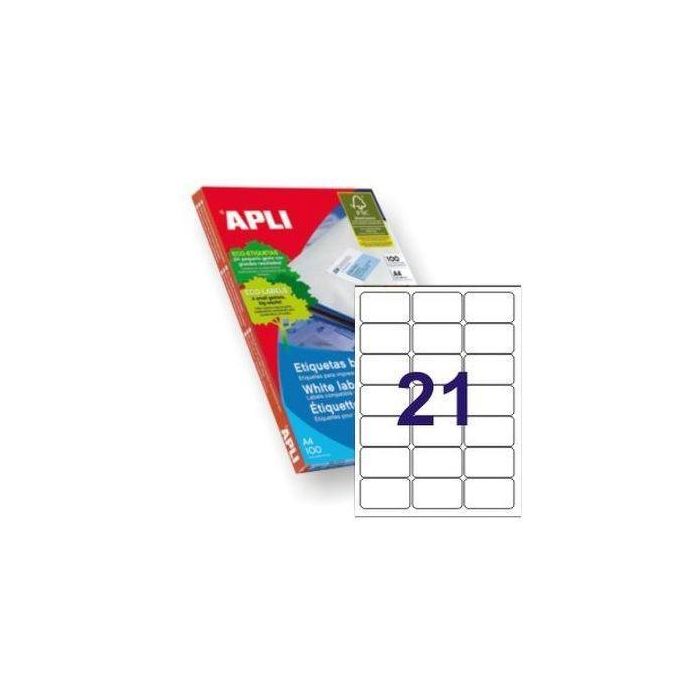 Apli Etiquetas Adhesivas 63,5x38,1 mm Inkjet-Láser C-Romos 21 X 100H Blanco