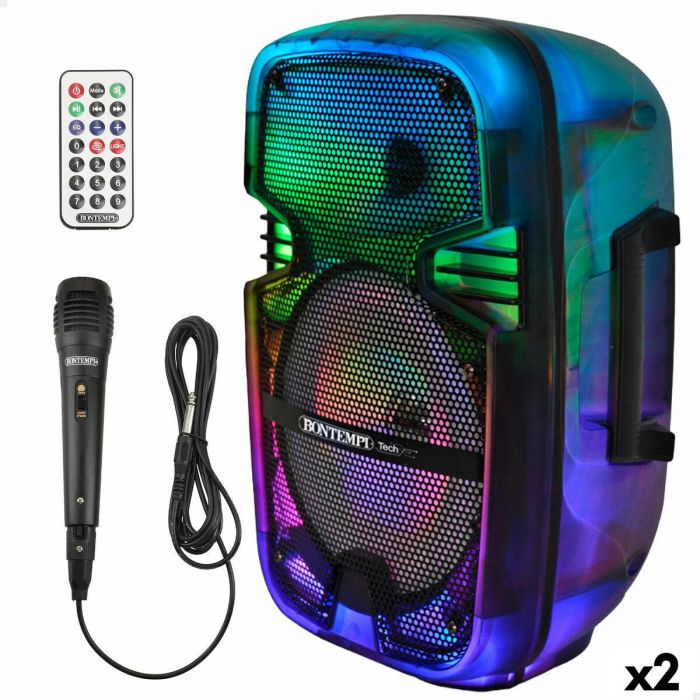 Altavoz con Micrófono Karaoke Bontempi Plástico 25 x 39 x 21 cm (2 Unidades)