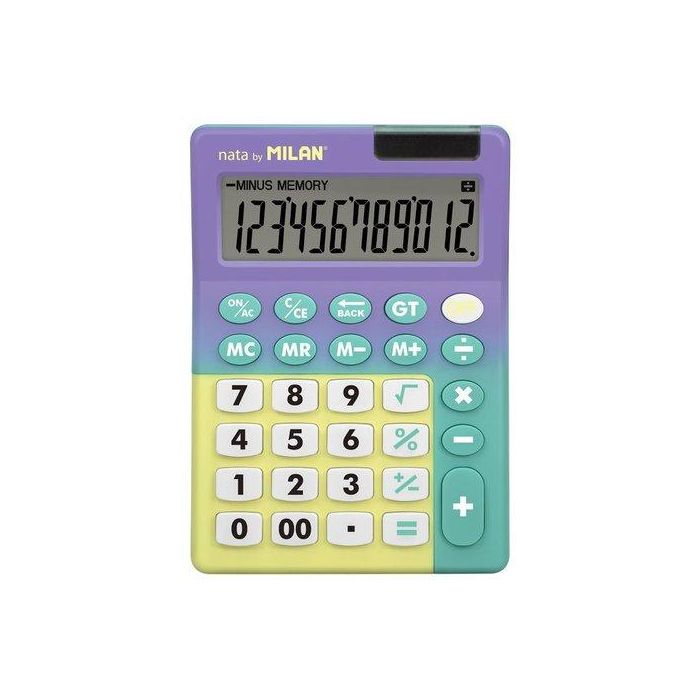 Calculadora Sobremesa Milan 12 Digitos Sunset Lila/Turquesa Blister De 1