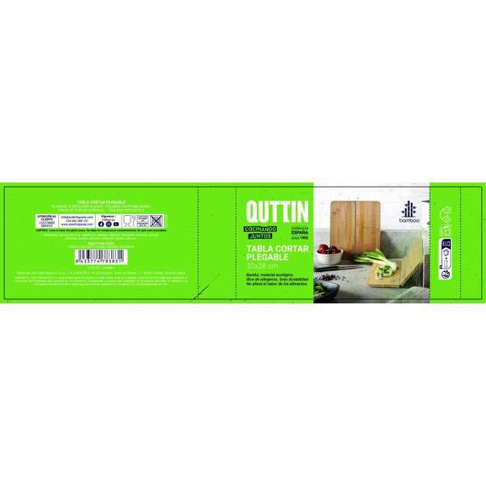 Tabla de cortar plegable en bambú 32x28 cm Quttin - Inde (12 Unidades) 4 Tabla de cortar plegable en bambú 32x28 cm Quttin - Inde (12 Unidades) 4